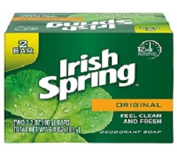 Irish Spring Original Deodorant Bar Soap, 3.20 Ounce Bars, 2 Count