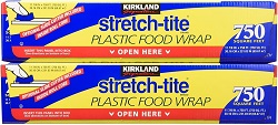 Kirkland Signature Stretch-Tite Plastic Wrap – 11 7/8 X 750 Feet, 2 Count (Pack Of 1)