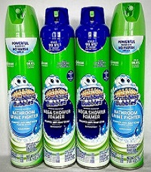 Bubble Scrubbers I 2 (25 Oz.) Mega Shower Foam I 2 (25 Oz.) Removes 100% Soap, Scum, Kills 99.9% Of Viruses And Bacteria, Powerful Cleans Without Harsh Odors, Rain Scent I, 4-Pack In Full 100 Ounces