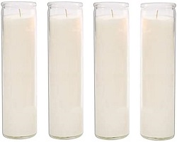 Brilux Classic White Candles in Glass, Set of 4, 8-INCHES Tall