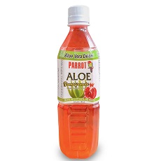 Parrot Aloe Vera Drink with pulp and Pomegranate flavor, Chewable Aloe added, Sweet and Refreshing Jucie Drink 16.9 fl.oz. (Pack of 10) - B - C2