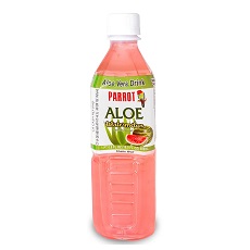 Parrot Aloe Vera Drink with pulp and Watermelon flavor, Chewable Aloe added, Sweet and Refreshing Jucie Drink 16.9 fl.oz. (Pack of 10) - B - C2