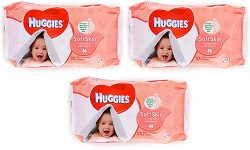 Huggies Soft Skin Baby Wipes, with Vitamin E, 56 Count (Pack of 3) Total 168 Wipes - Bundle - C6
